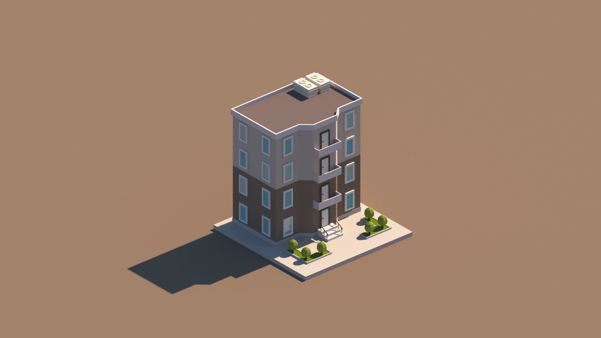 Cartoon Apartment Buildings Package Low-poly 3D model_26