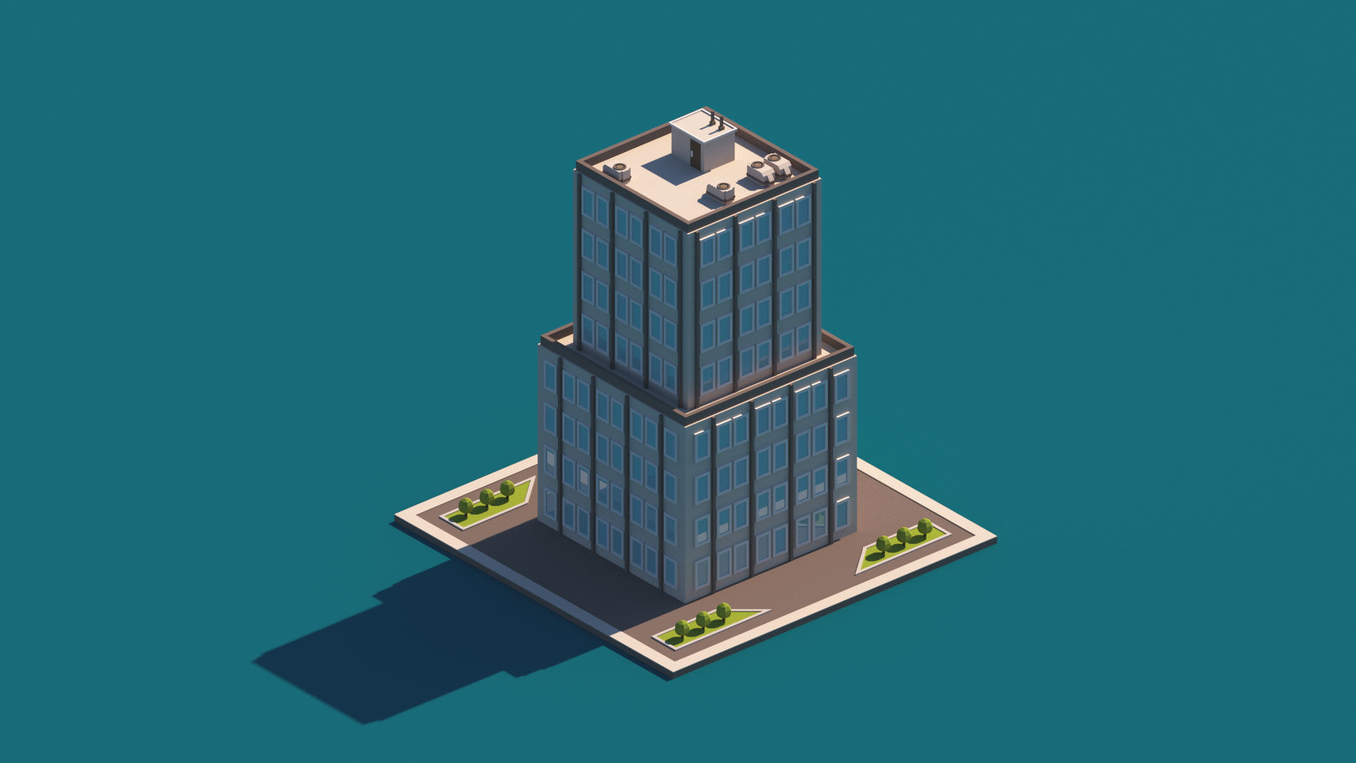 Cartoon Apartment Buildings Package Low-poly 3D model_15
