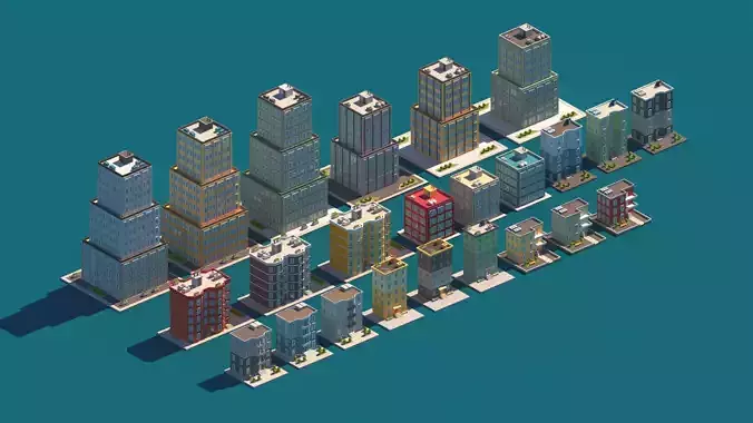 Cartoon Apartment Buildings Package