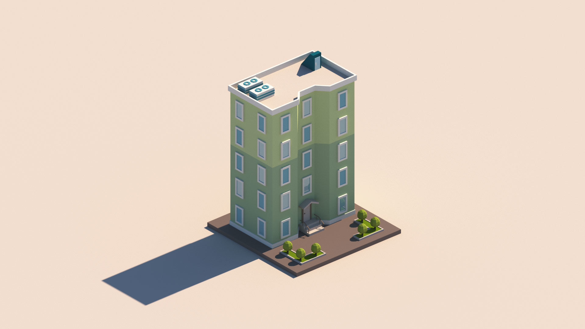 Cartoon Apartment Buildings Package Low-poly 3D model_24