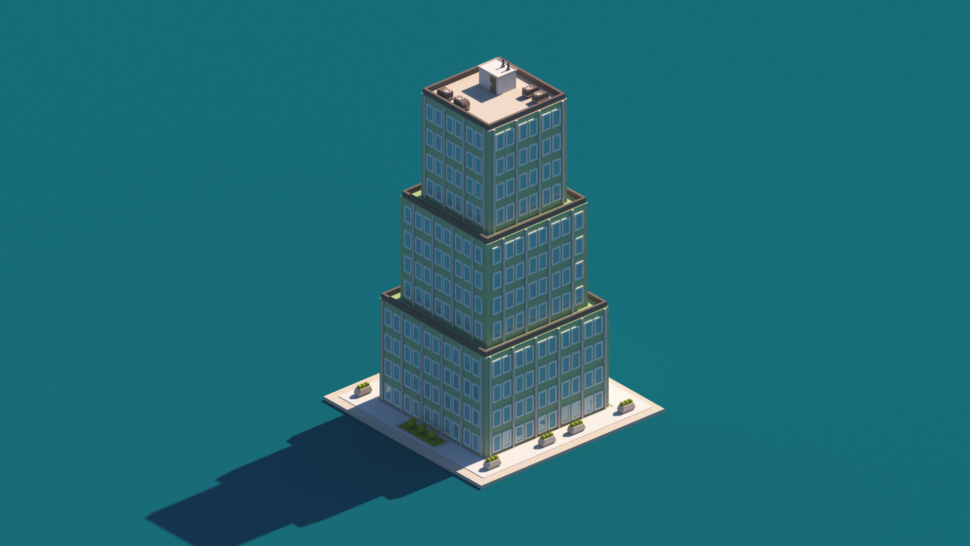 Cartoon Apartment Buildings Package Low-poly 3D model_13