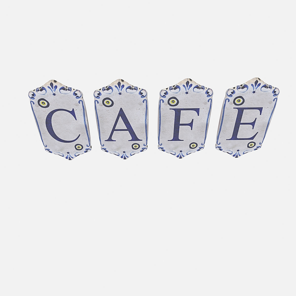 old stone cafe sign model Low-poly 3D model_2