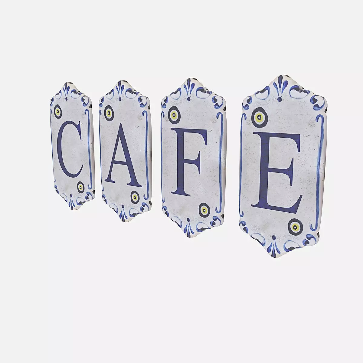 old stone cafe sign model Low-poly 3D model_0