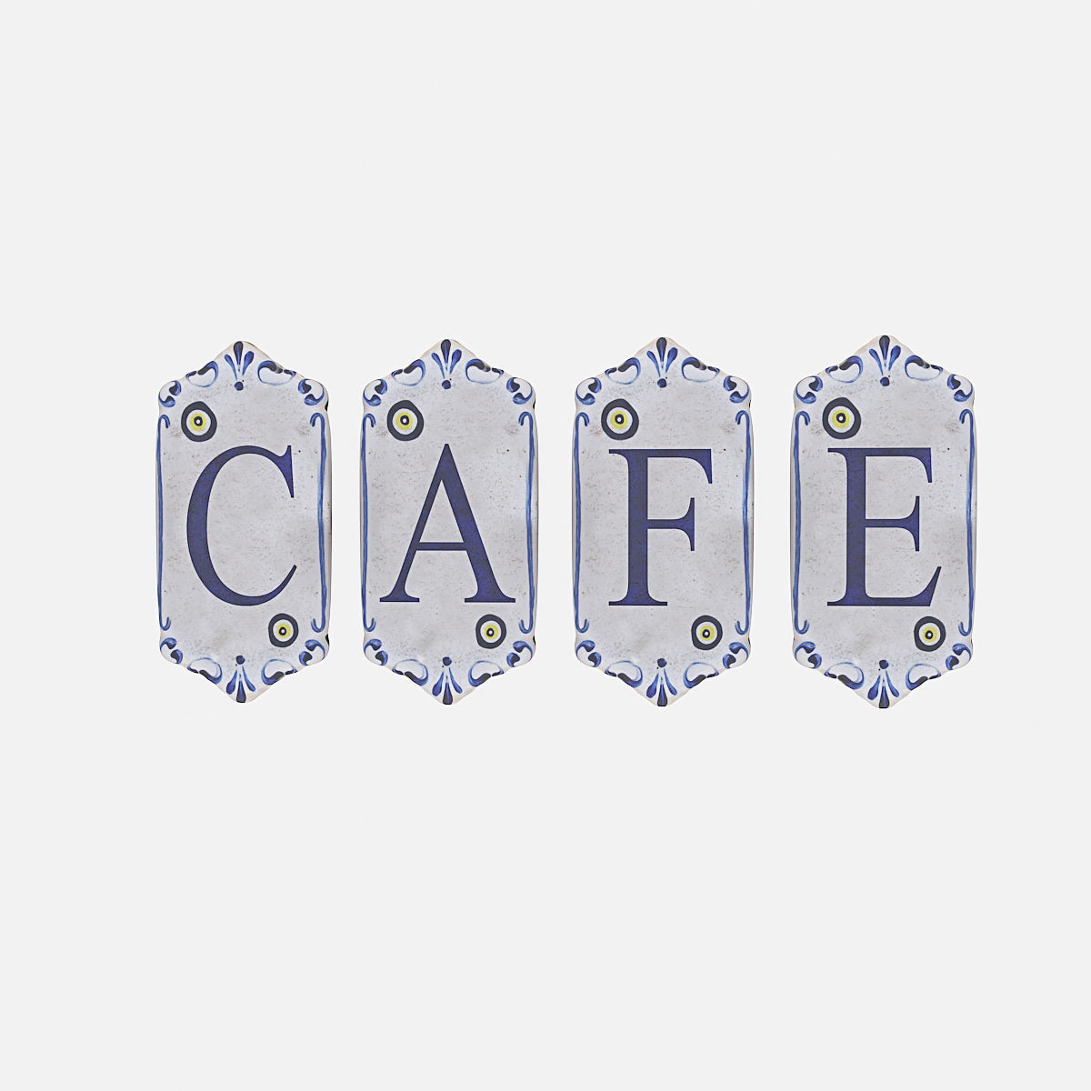 old stone cafe sign model Low-poly 3D model_1