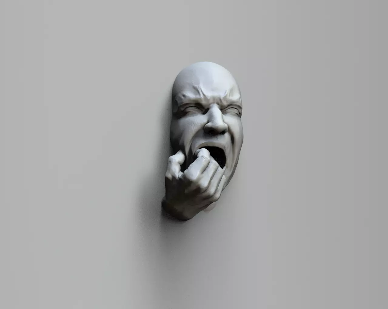 Human face in fear - Art piece 3D print model_0