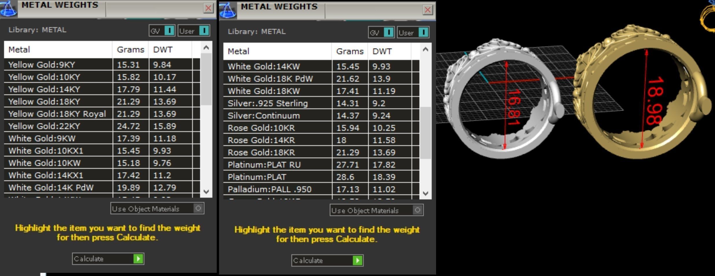 crowns crown ring in gold and silver 3D print model_2