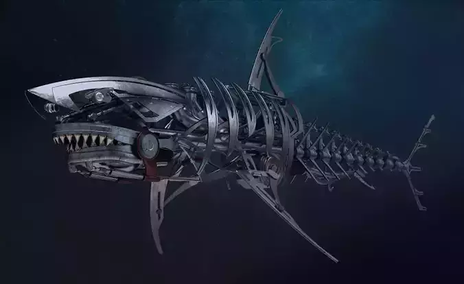 Metal robot shark