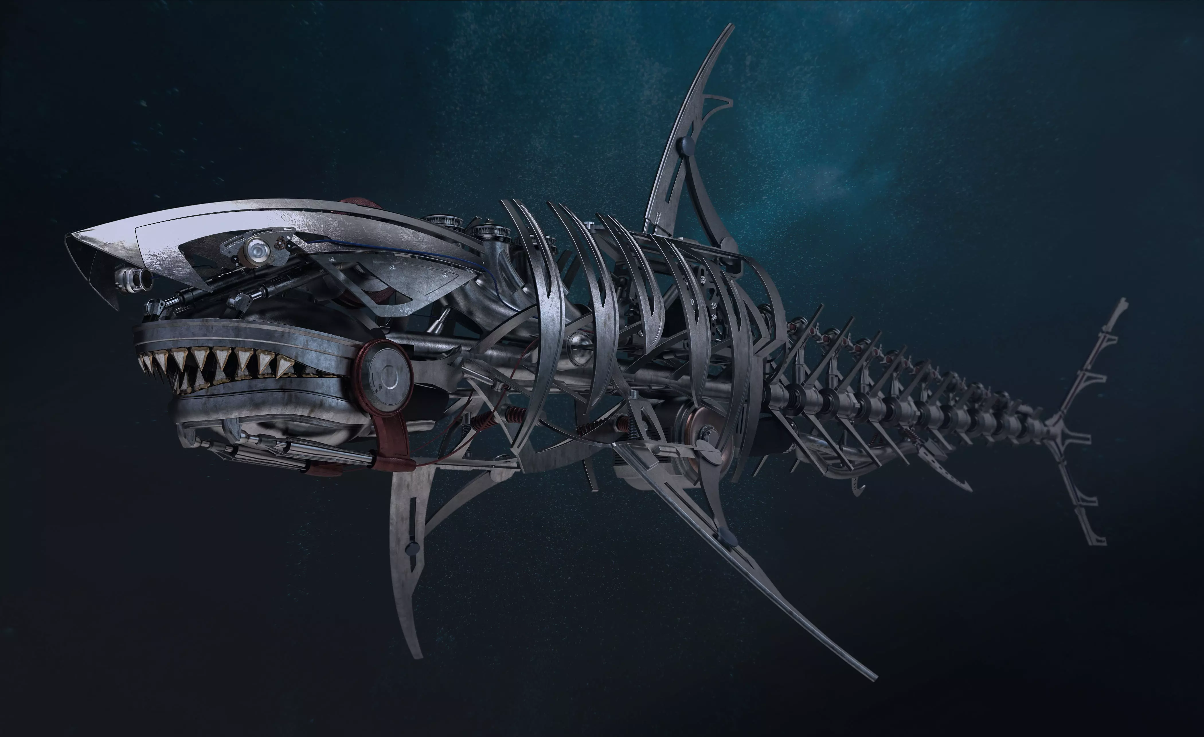 Metal robot shark 3D model