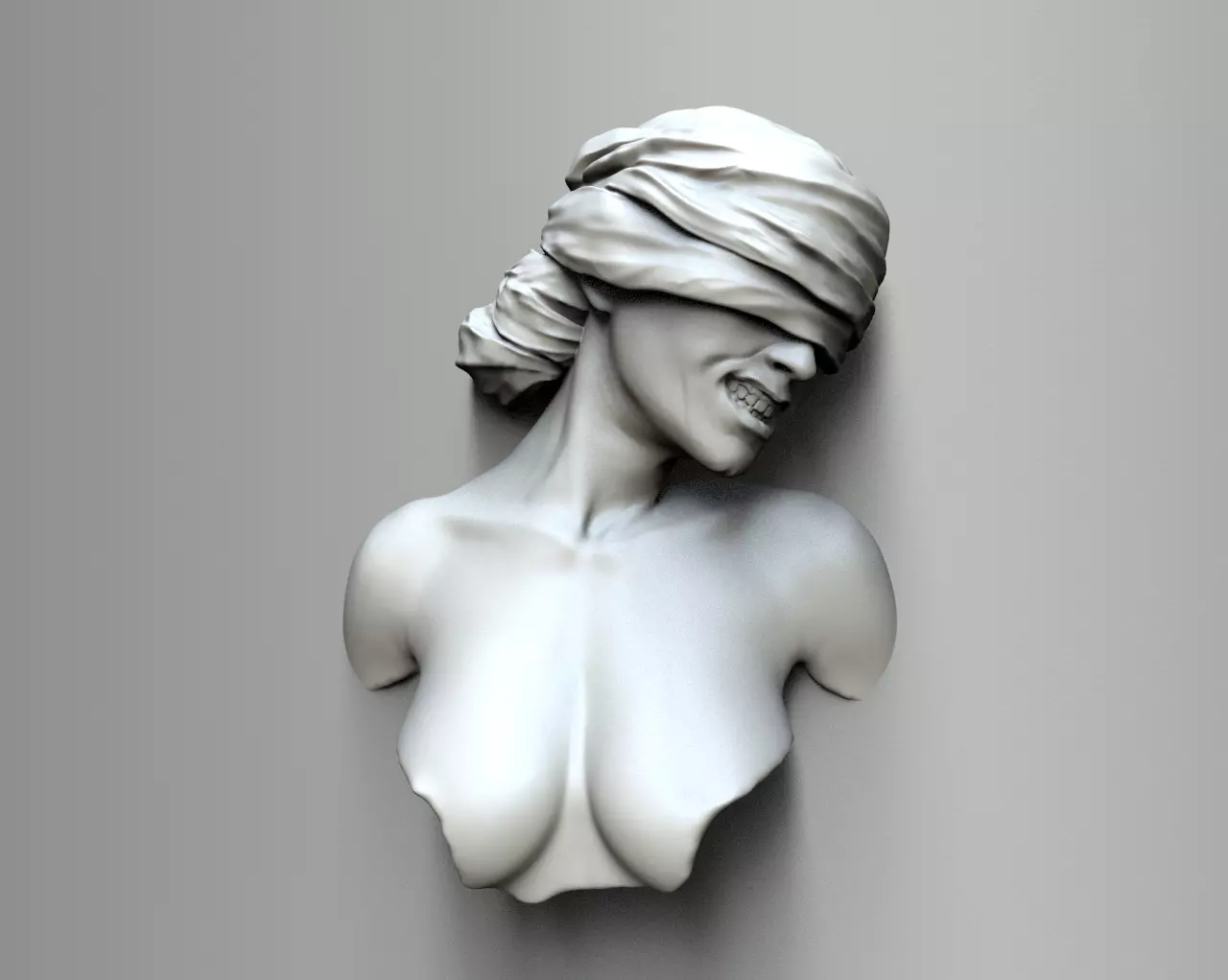Blindfold woman art piece 3D print model_0