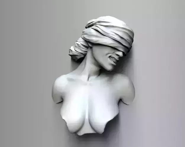 Blindfold woman art piece