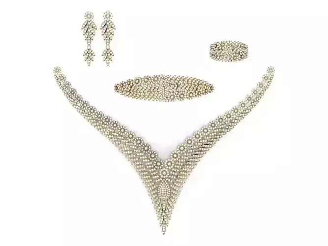 Fullset jewelry set with pearls and diamonds