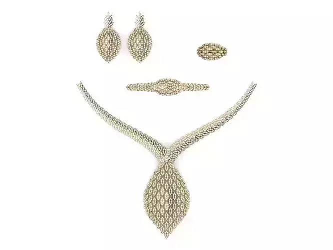 Fullset necklace and earrings set in gold