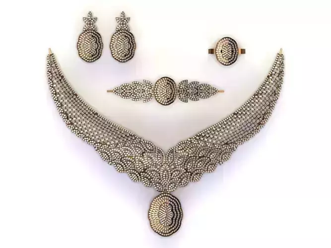 Fullset necklace and earring set with diamonds