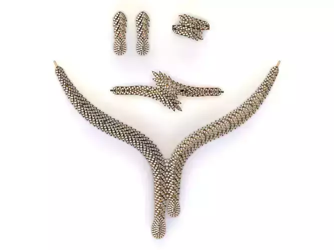 Fullset necklace and earring set in gold