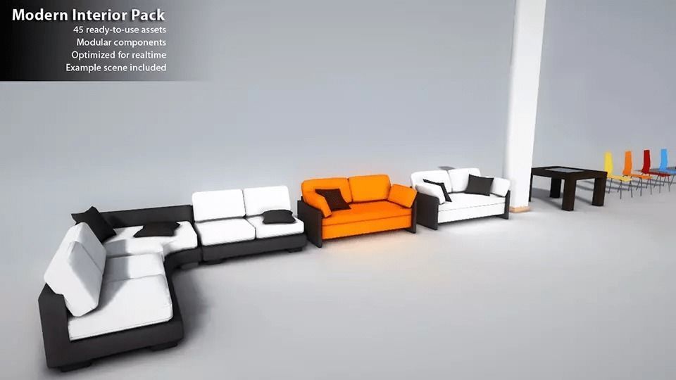 Unity Modern Interior Pack Low-poly Low-poly 3D model_4