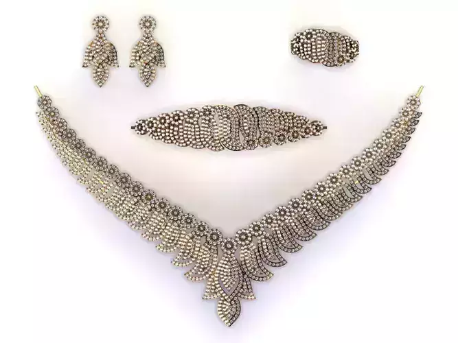 Fullset necklace and earrings set with diamonds
