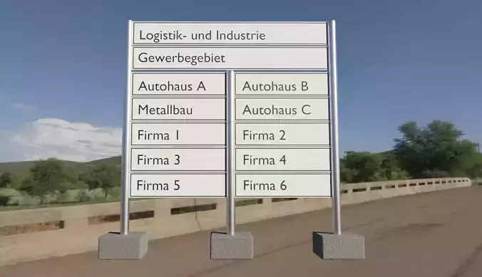 Company Signpost 2 Columns High-Poly Version 3D model