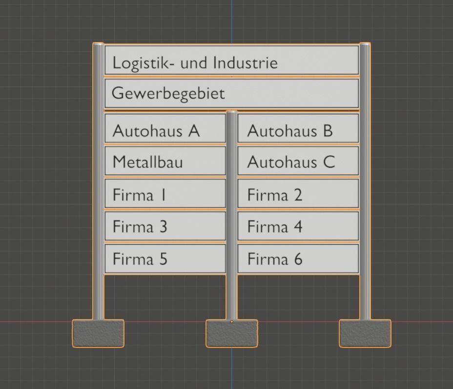 Company Signpost 2 Columns High-Poly Version 3D model_1