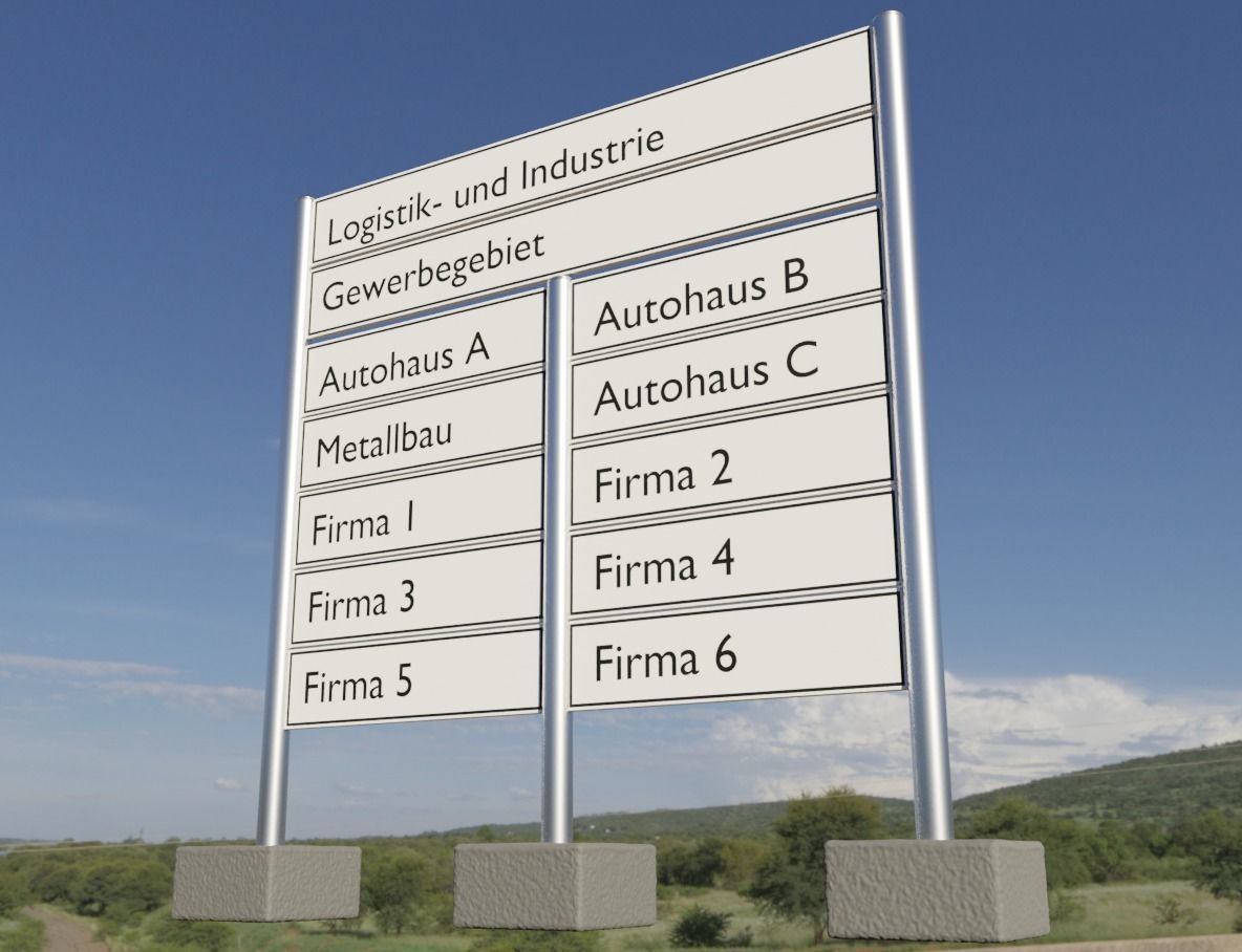 Company Signpost 2 Columns High-Poly Version 3D model_5
