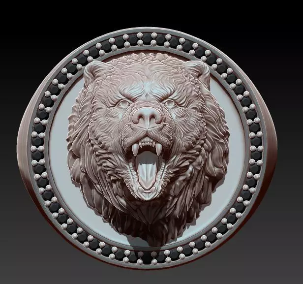 Bear Ring Silver Gold Print 3D print model