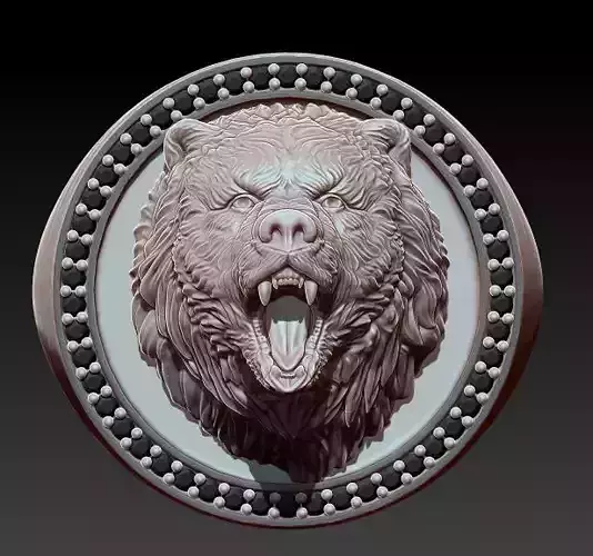 Bear Ring Silver Gold  Print