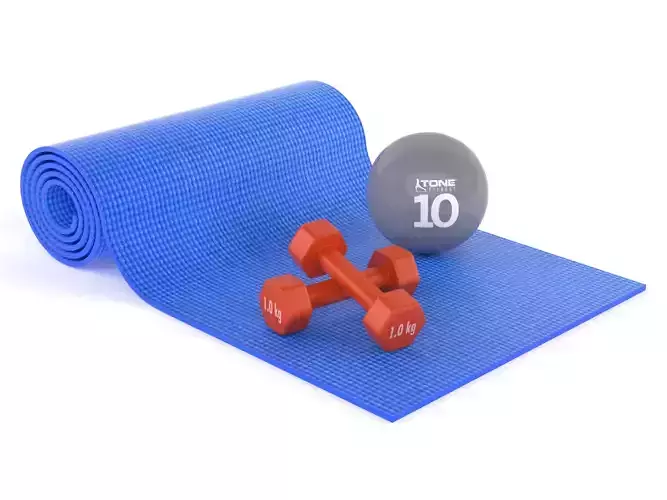 Yoga Mat and Dumbbells