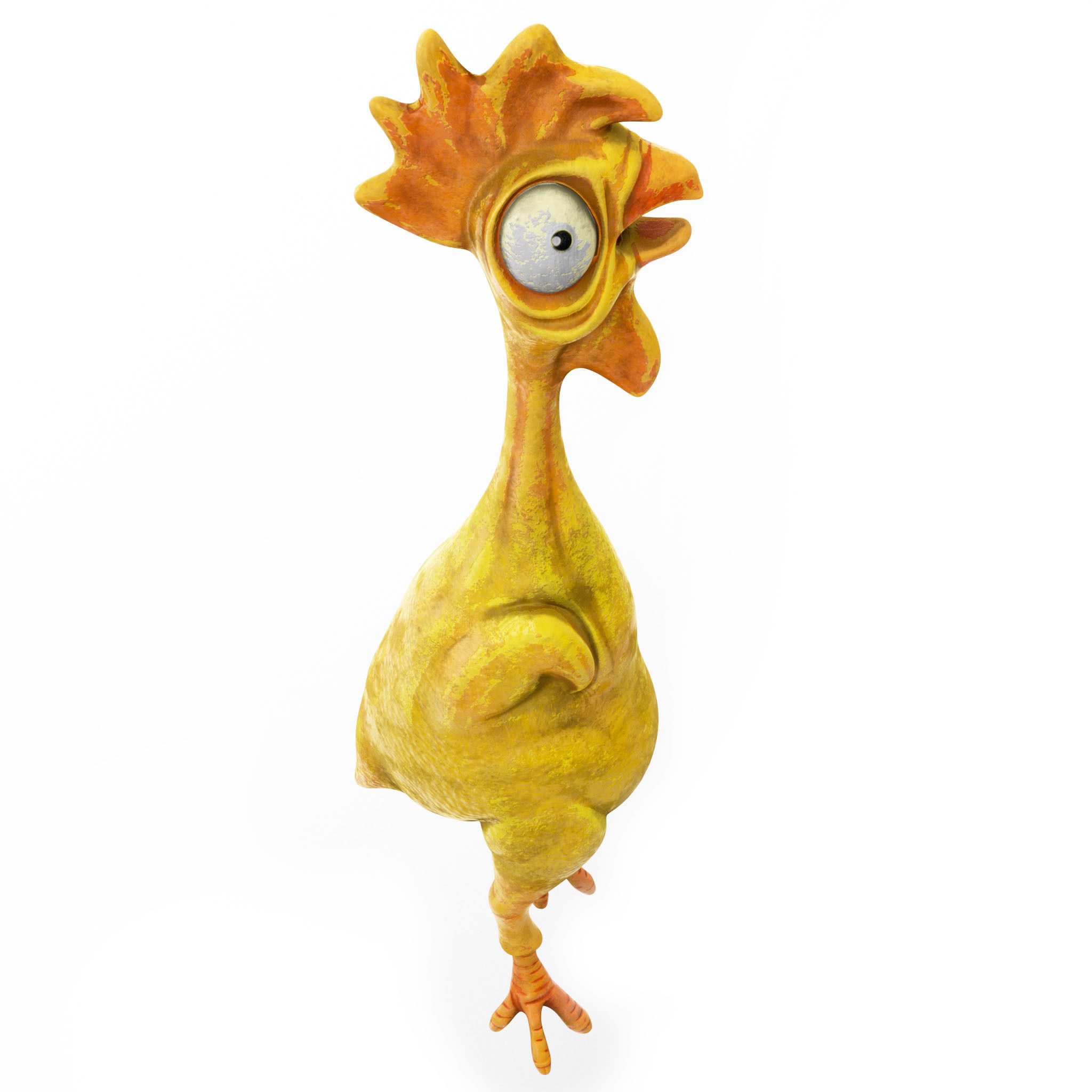 Chicken cartoon rigged low poly Low-poly 3D model_3