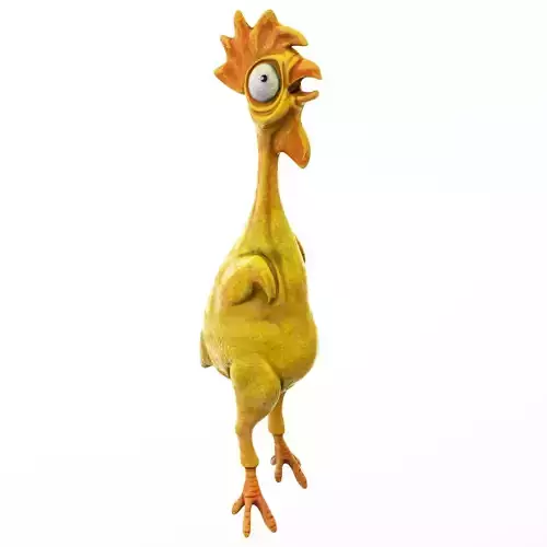 Chicken cartoon rigged low poly