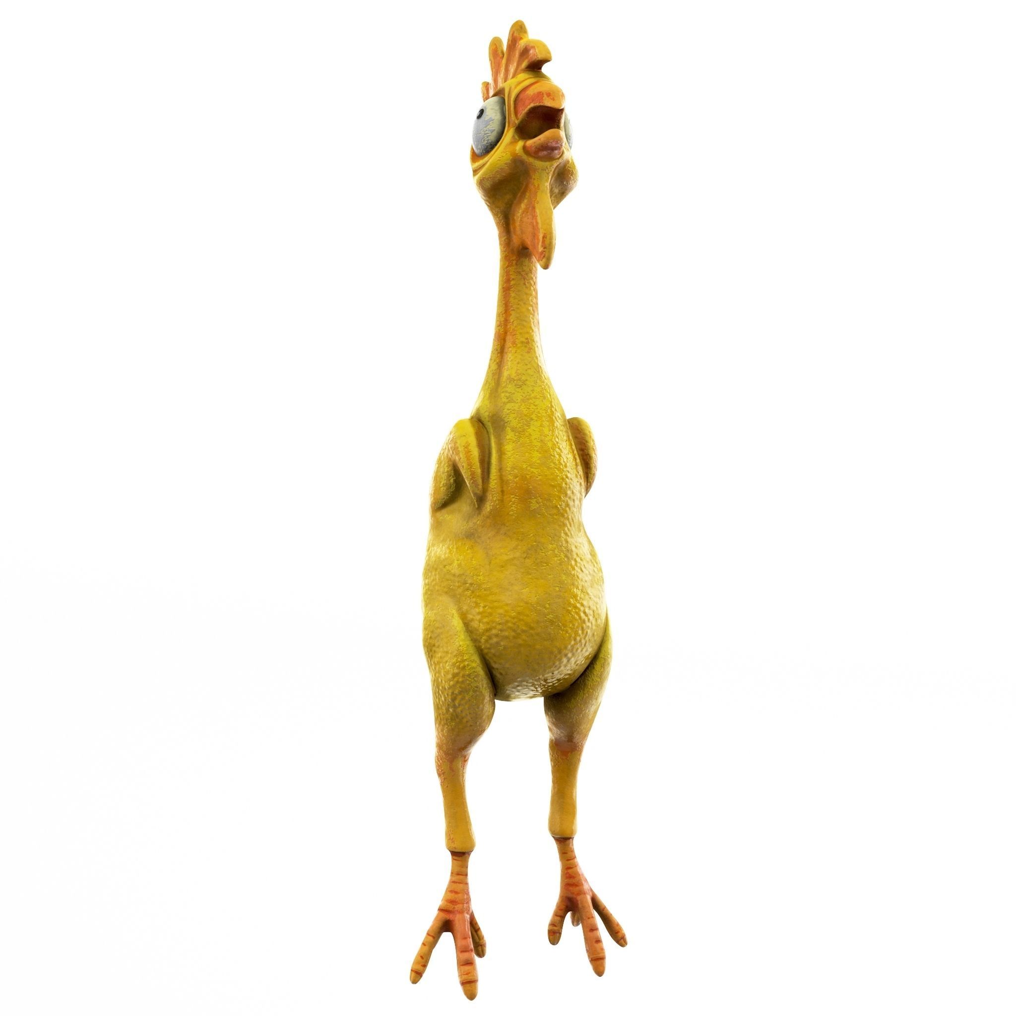 Chicken cartoon rigged low poly Low-poly 3D model_1