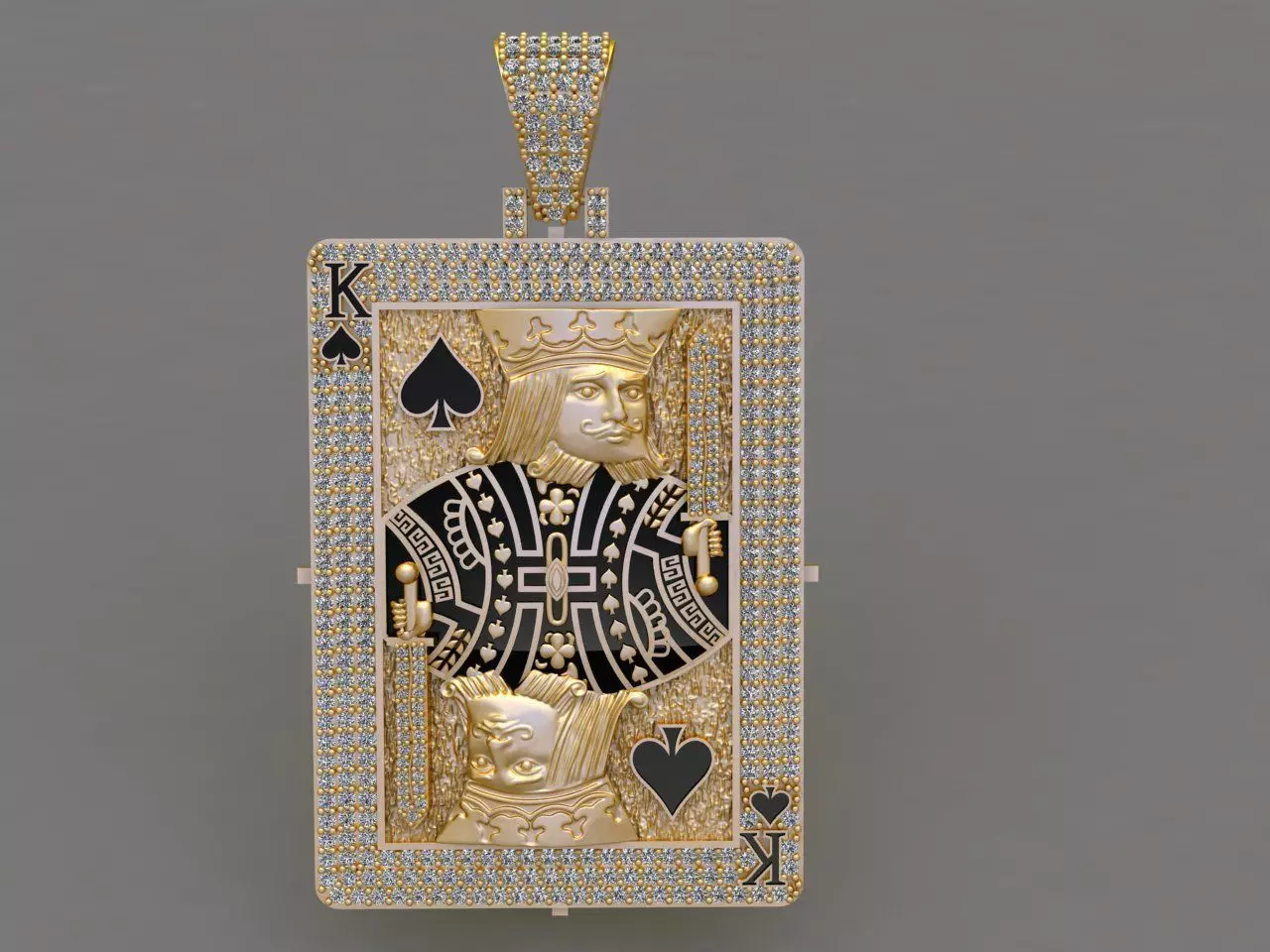 pendants gold playing card pendant with diamonds 3D print model