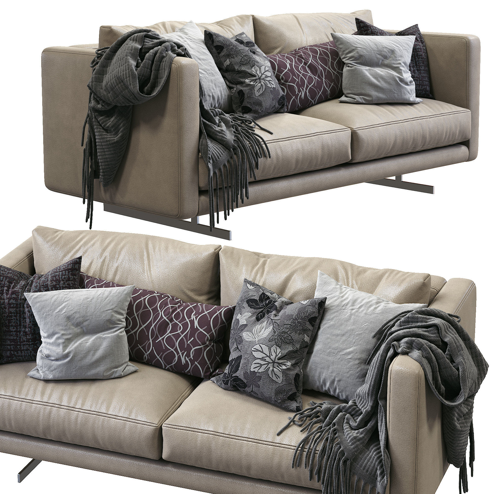 DEE DEE Leather Sofa By BERTO 3D model_1