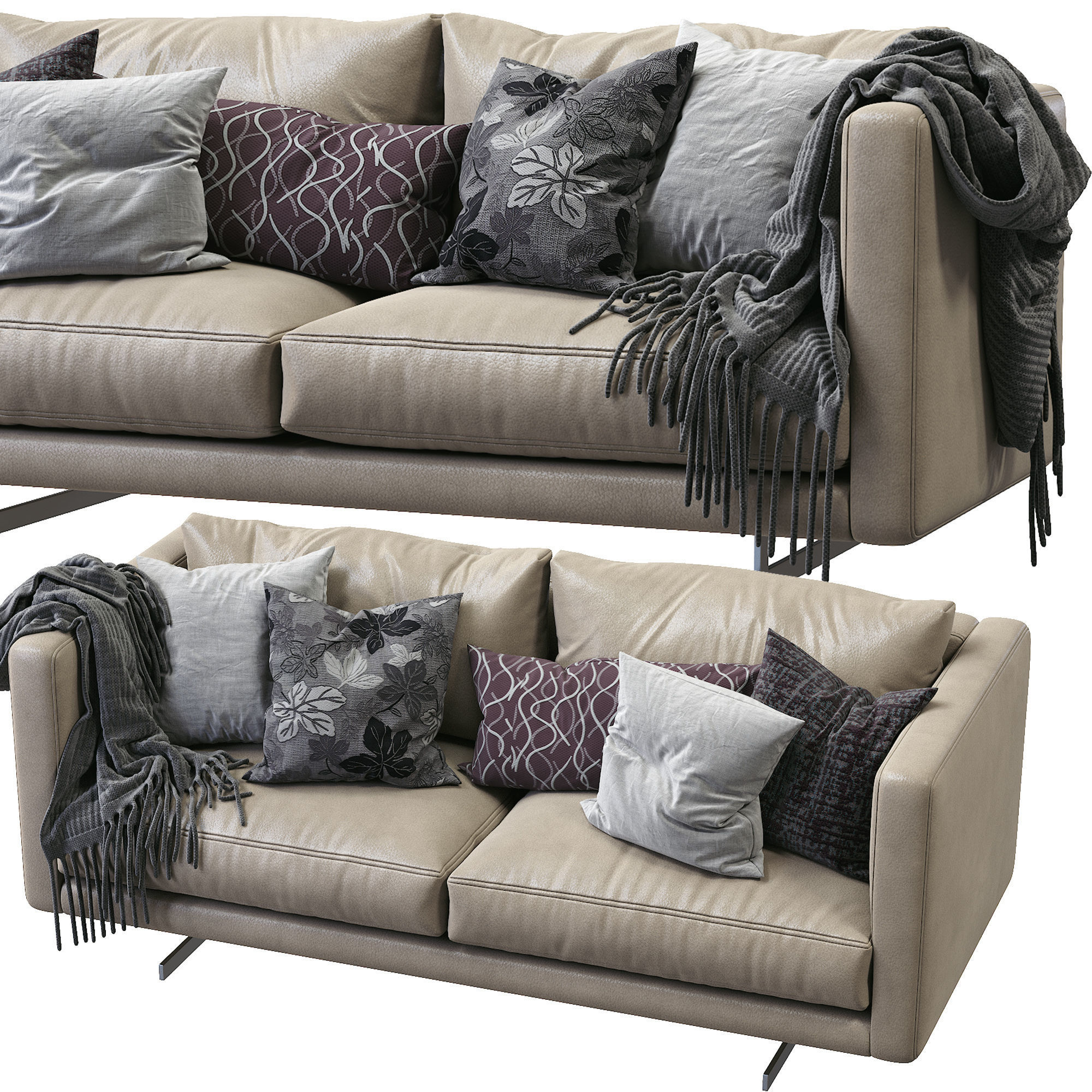 DEE DEE Leather Sofa By BERTO 3D model_3