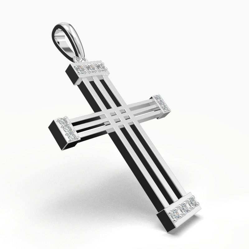 JESUS CROSS DIAMOND PENDANT 3D print model_14