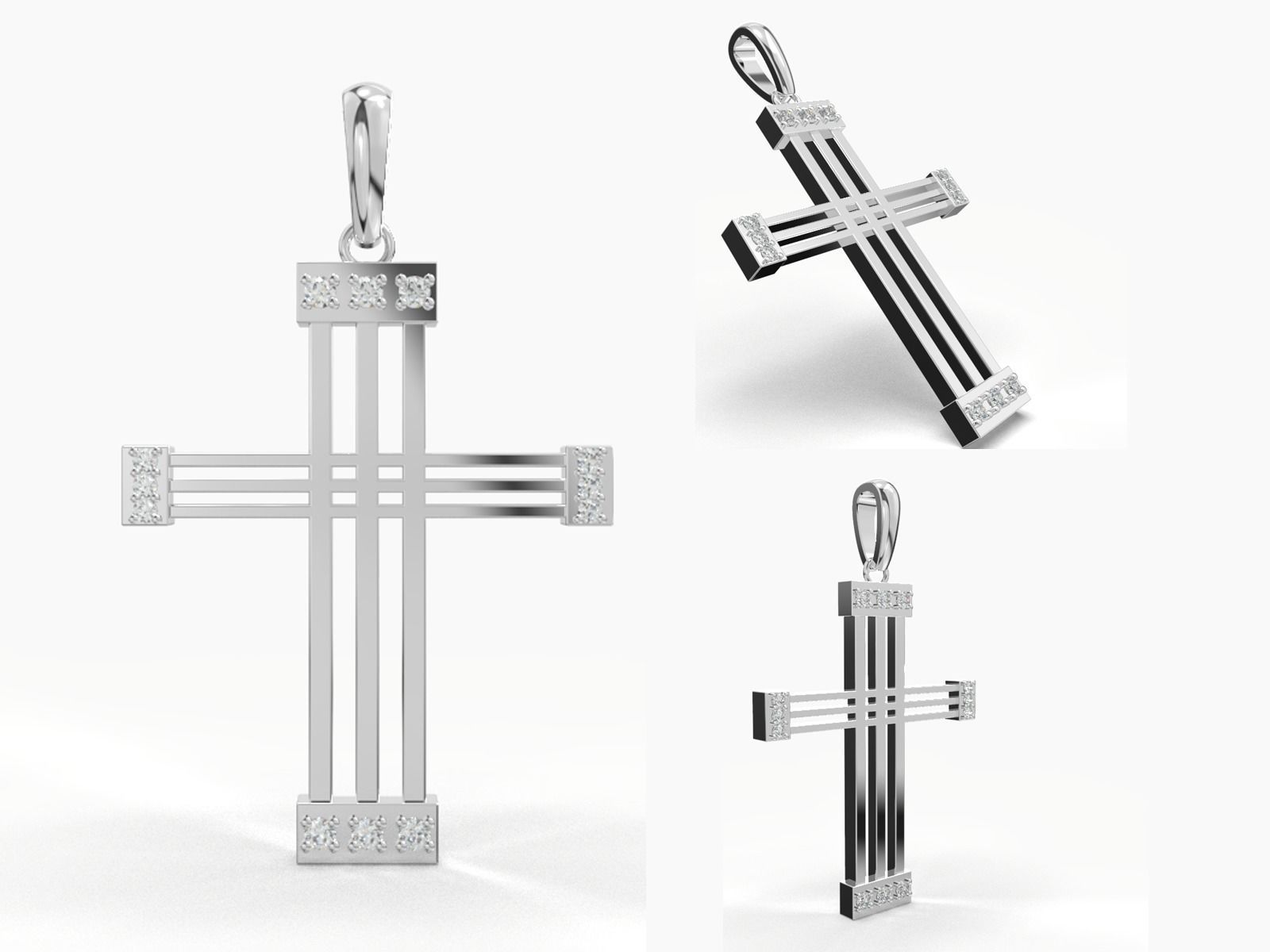 JESUS CROSS DIAMOND PENDANT 3D print model_10