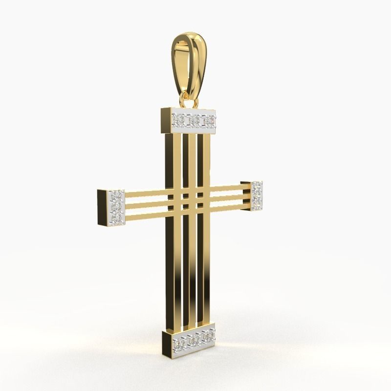 JESUS CROSS DIAMOND PENDANT 3D print model_3