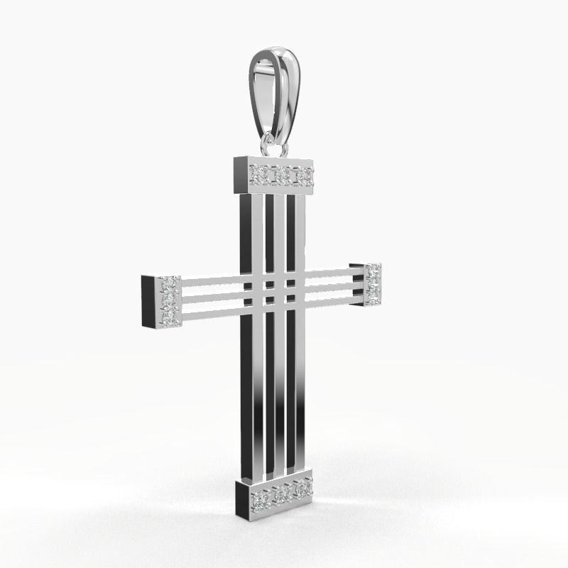 JESUS CROSS DIAMOND PENDANT 3D print model_12