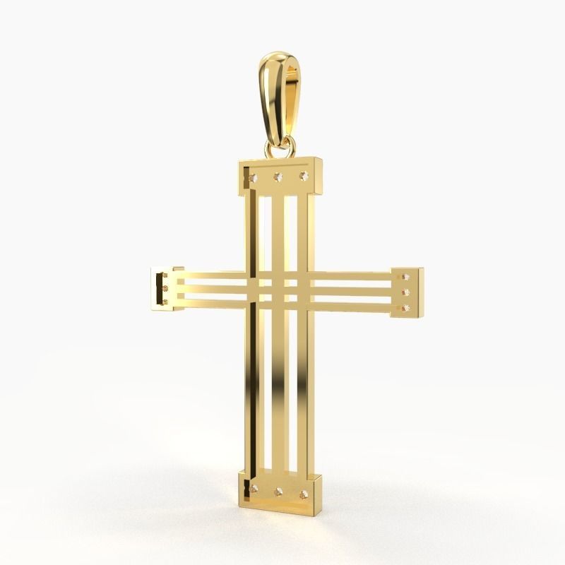 JESUS CROSS DIAMOND PENDANT 3D print model_4