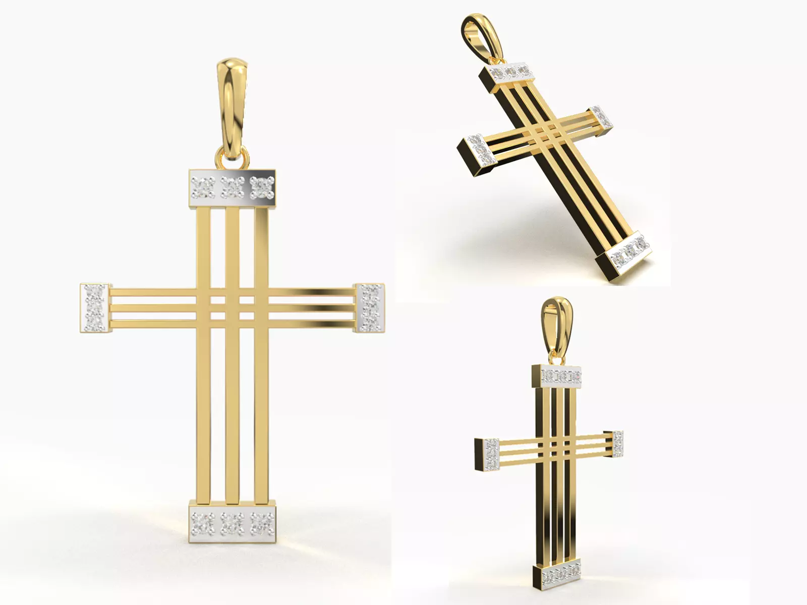 JESUS CROSS DIAMOND PENDANT 3D print model_0