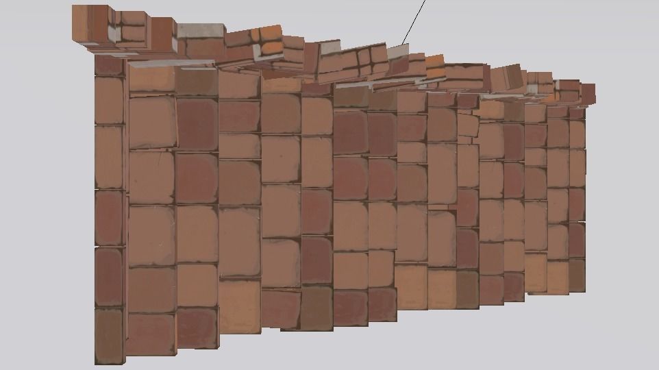 Brick Half Stairs Low-poly 3D model_9