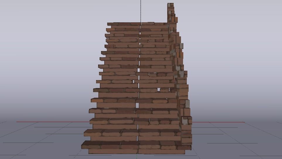 Brick Half Stairs Low-poly 3D model_12