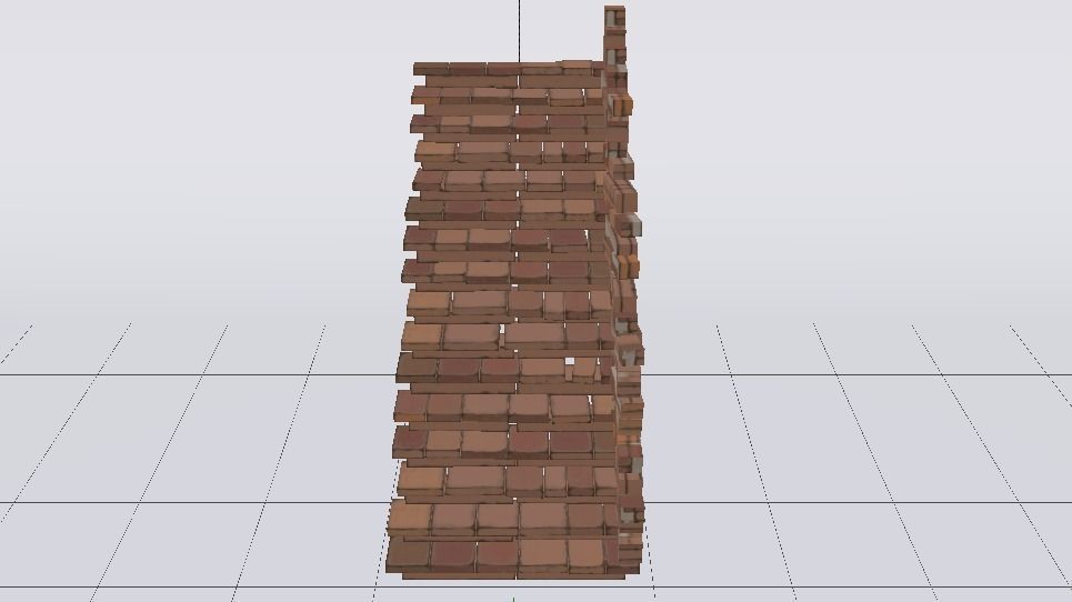 Brick Half Stairs Low-poly 3D model_6