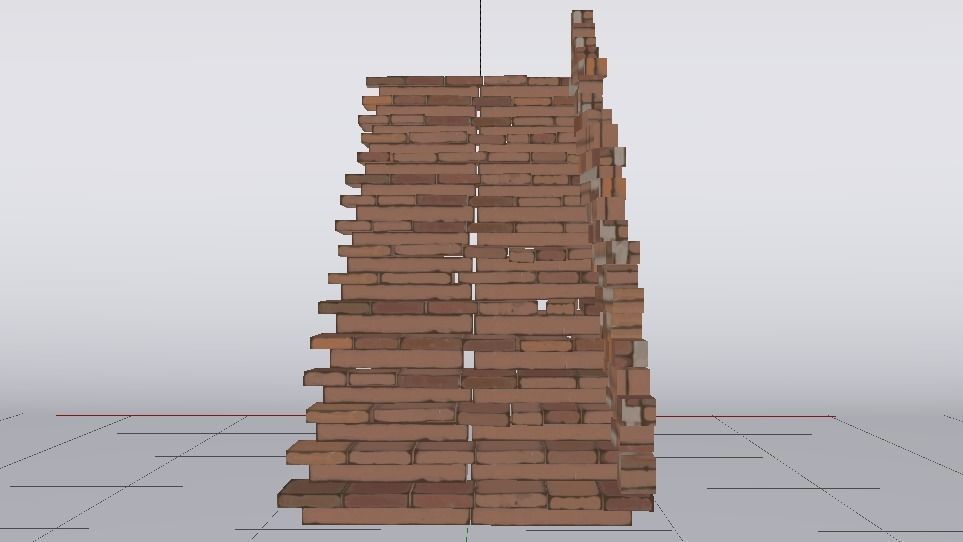 Brick Half Stairs Low-poly 3D model_7