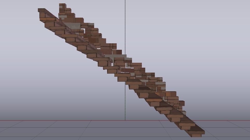 Brick Half Stairs Low-poly 3D model_13