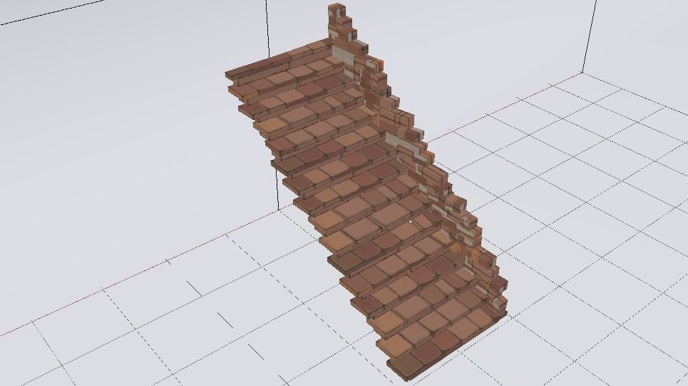 Brick Half Stairs Low-poly 3D model_5