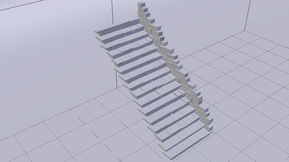 Brick Half Stairs Low-poly 3D model_15