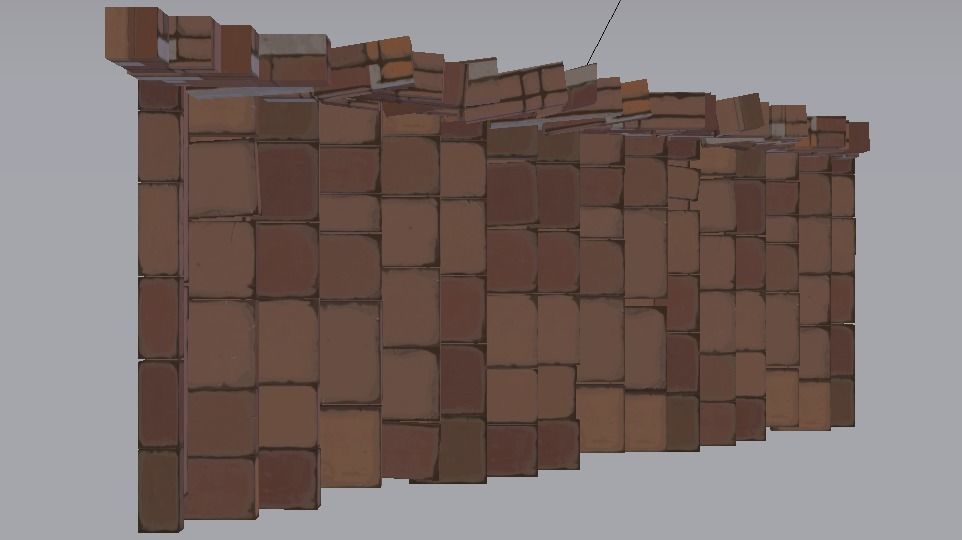 Brick Half Stairs Low-poly 3D model_14