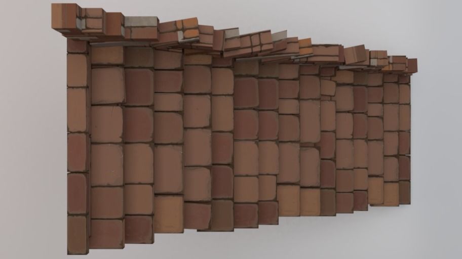 Brick Half Stairs Low-poly 3D model_4
