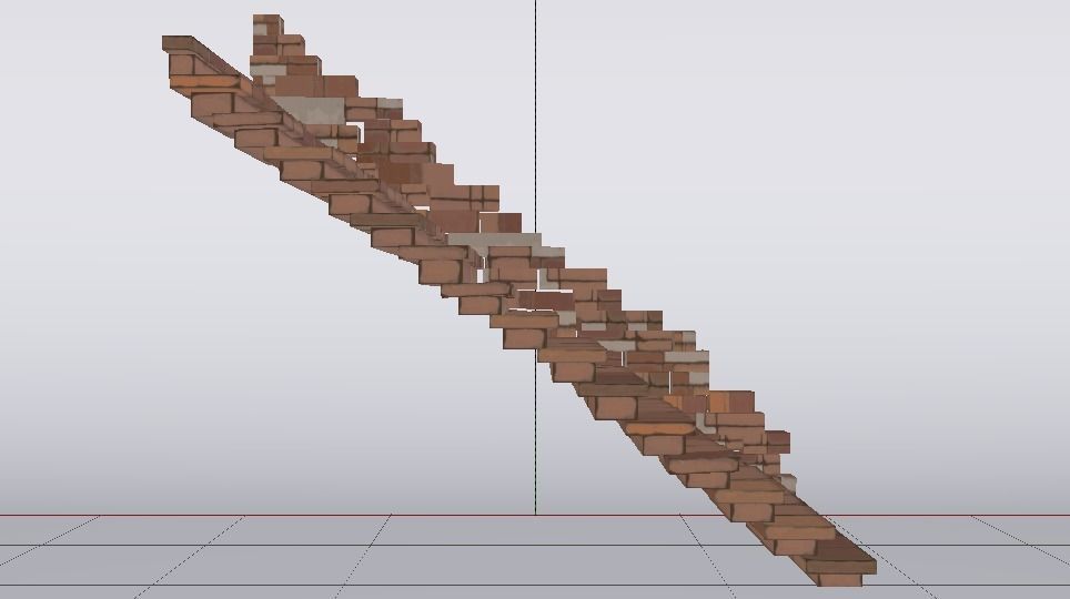 Brick Half Stairs Low-poly 3D model_8