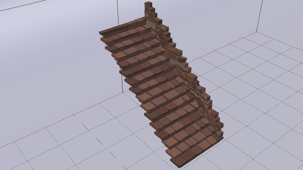Brick Half Stairs Low-poly 3D model_10