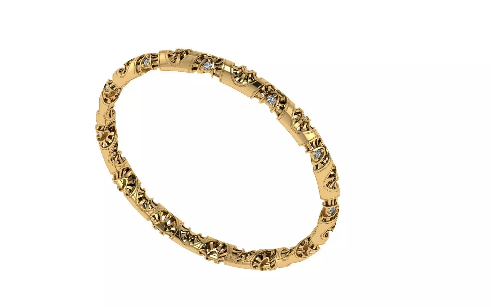 bracelet gold ring with diamonds 3D print model